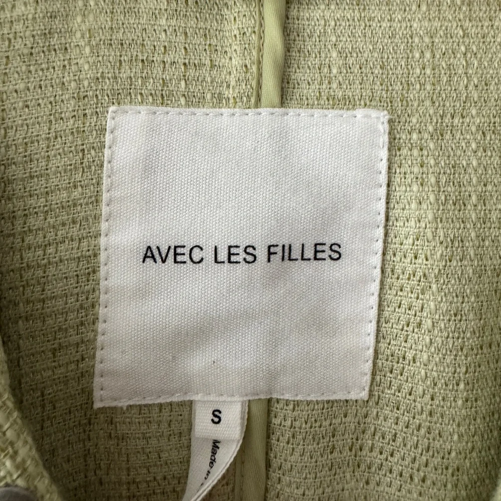 Avec Les Filles Sage Green Boxy Shirt Hoodie Jacket Woven Anthropologie - Picture 3 of 9